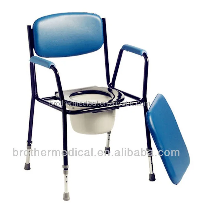 Attendant bathroom toilet chair  Propelled Steel Commode Chair for handicapped