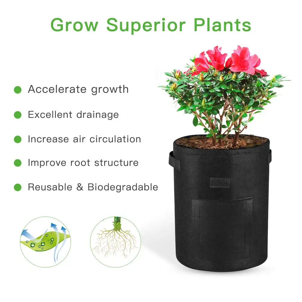 7 Gallon Potato Planter Bags with Access Flap and Handles Aeration Tomato Fabric Plant Pots for Vegetable and Fruit Growing