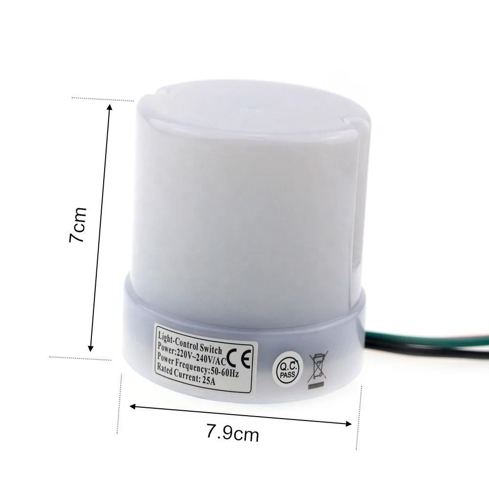 25A Dusk to Dawn Automatic Photocell Light Sensor Detector Switch Lights Lamp Controller AC220-240V