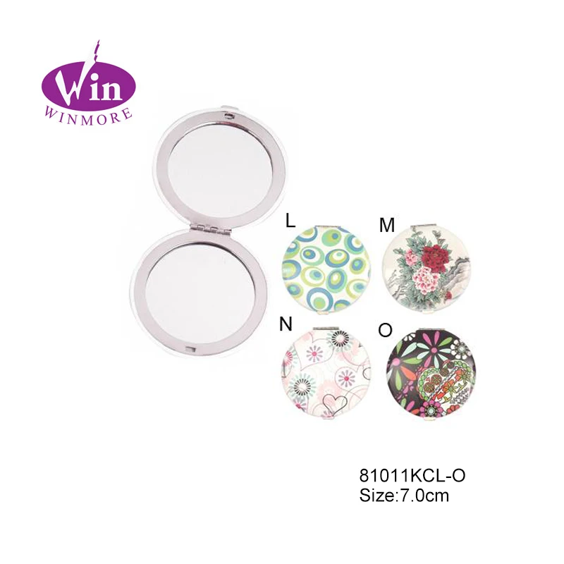 Алюминиевое складное косметическое карманное зеркало для макияжа с рисунком клиента, двухстороннее зеркало с односторонним увеличением