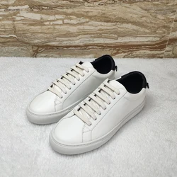 MOQ 1 PCS Women Lace Ups Plain White sport Shoes Soft high quality genuine leather Casual Sneakers