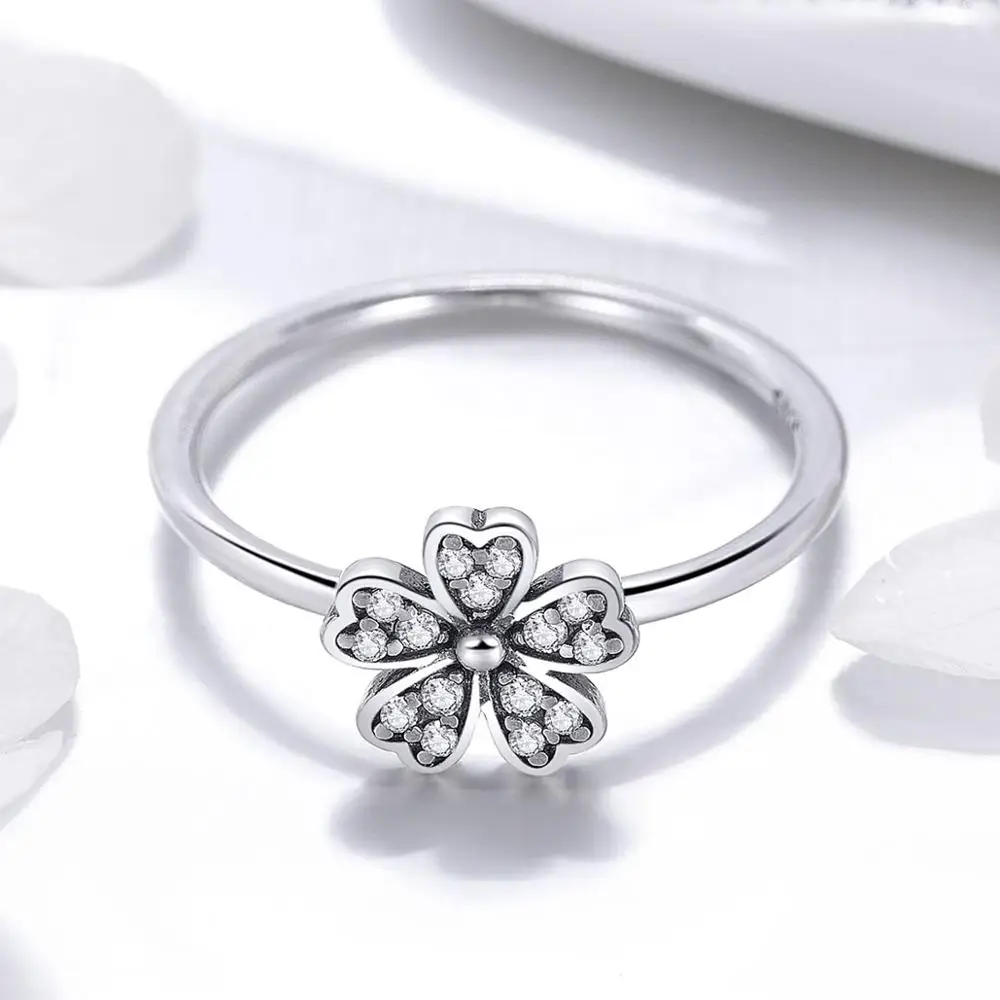 New s925 silver sterling silver ladies simple daisy flower ring Korean fashion couple ring SCR398