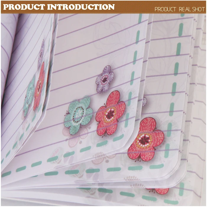 2022 new notepad paper notebook diary with purple acrylic flowers decoration for promotional