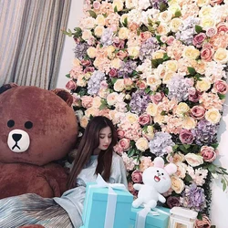 rose hydrangea portable stage decoration backdrop design wholesale artificial flower garland wholesale flower wall backdrop