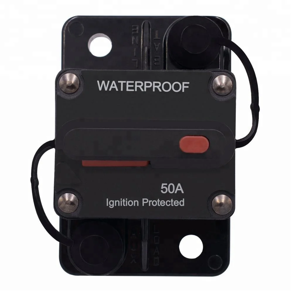 Waterproof 50 Amp Circuit Breaker Manual Reset for Car Truck Rv ATV Marine Trolling Motors Boat Vehicles,12V-48V DC
