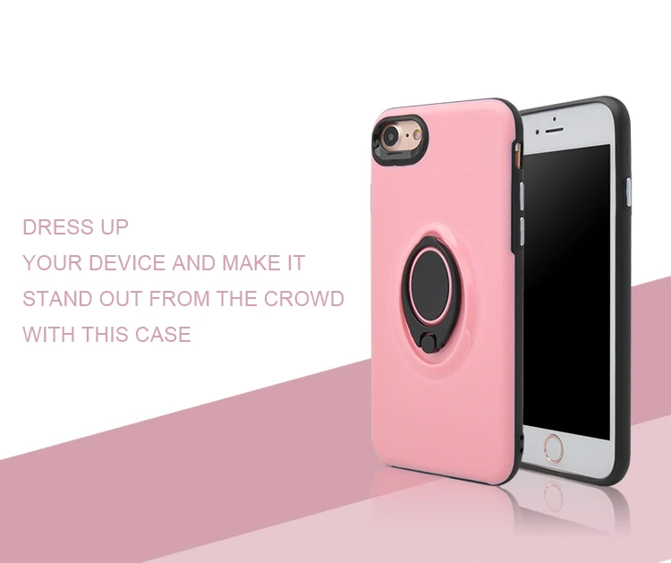 Phone Case Supplier Pink PC+TPU New Cell Phone Case with Ring and Magnet