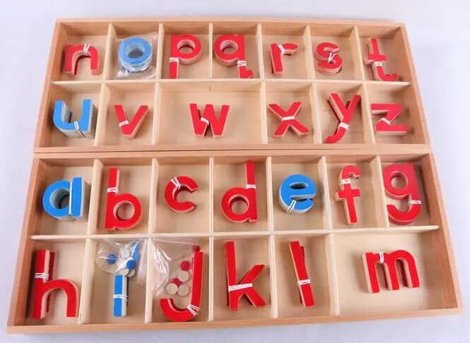 Tiger Montessori Materials: L020 Wood-Large Movable Alphabet(Red &Blue) Other Educational Toys