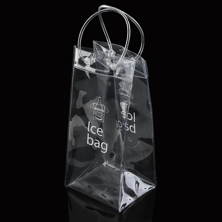 Custom logo transparent pvc tote  bag pvc ice bag for wine