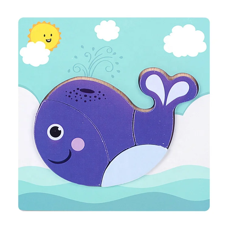 3D Деревянный пазл милые Мультяшные животные Интеллектуальный Детский развивающий подарок головоломка для мозга деревянный