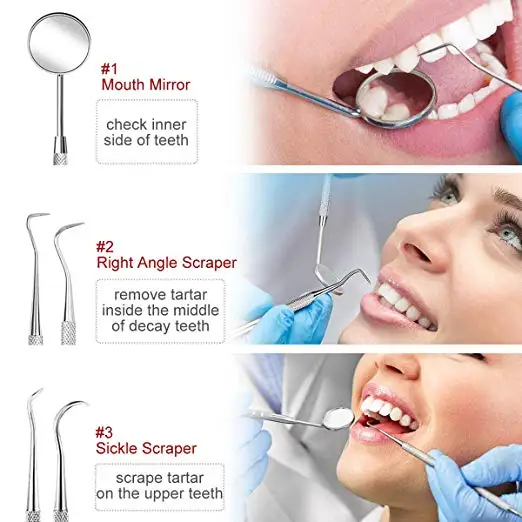 
10cs PACK Dental Pick Stainless Steel Tongue Scraper, Dental Hygiene Kit Set, 