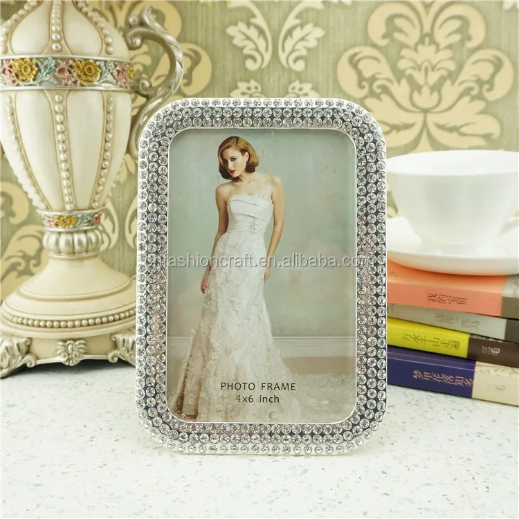 silver metal photo frame, jeweled pewter photo frame ,vintage pewter photo frame