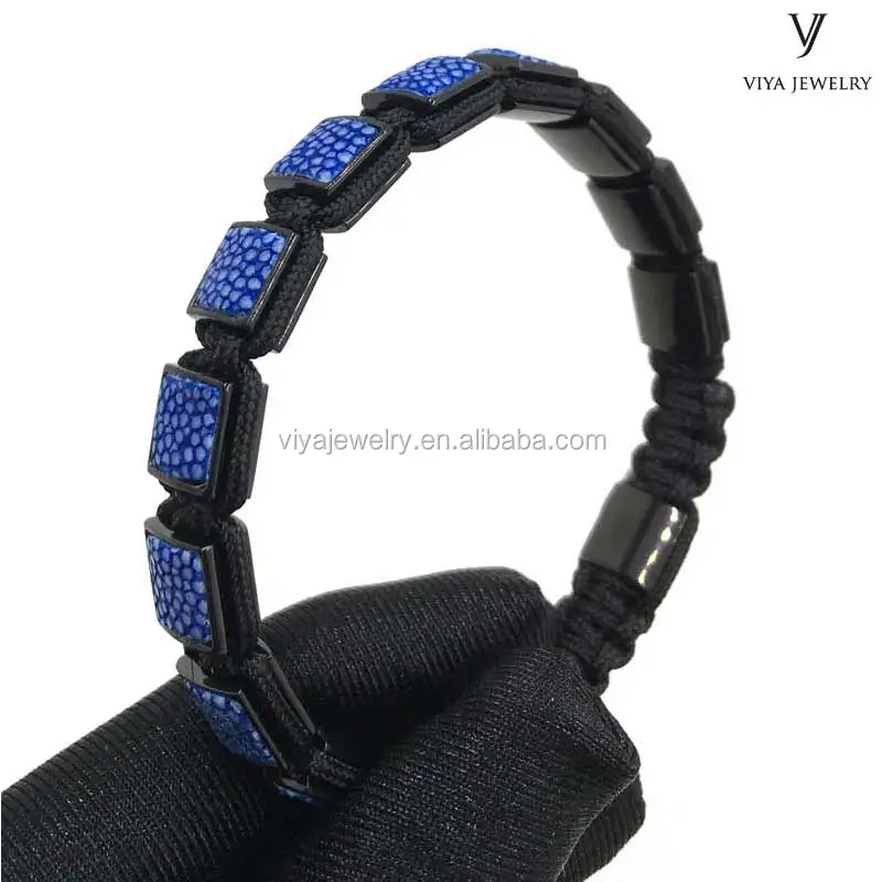 Mens jewelry 2017 Square Leather Beads Bracelet custom natural rope leather Bracelet