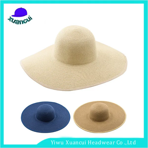 Wholesale customized wide brim plain summer straw hats woman thailand straw hat supplier