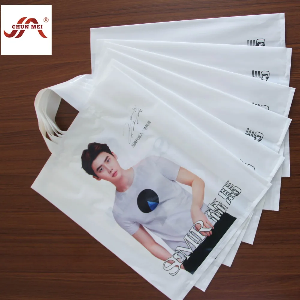 Shopping Poly Bags Hdpe Plastic Custom Made PE Hand Length Handle Customized Recyclable Accept,accept Chunmei Flexo Printing