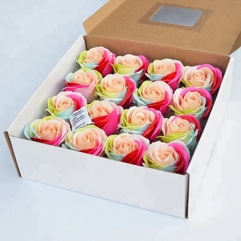 Factory outlet Multicolor Rose Artificial Flower Household decoration Gift box Festival Wreath Bridal Soap flower