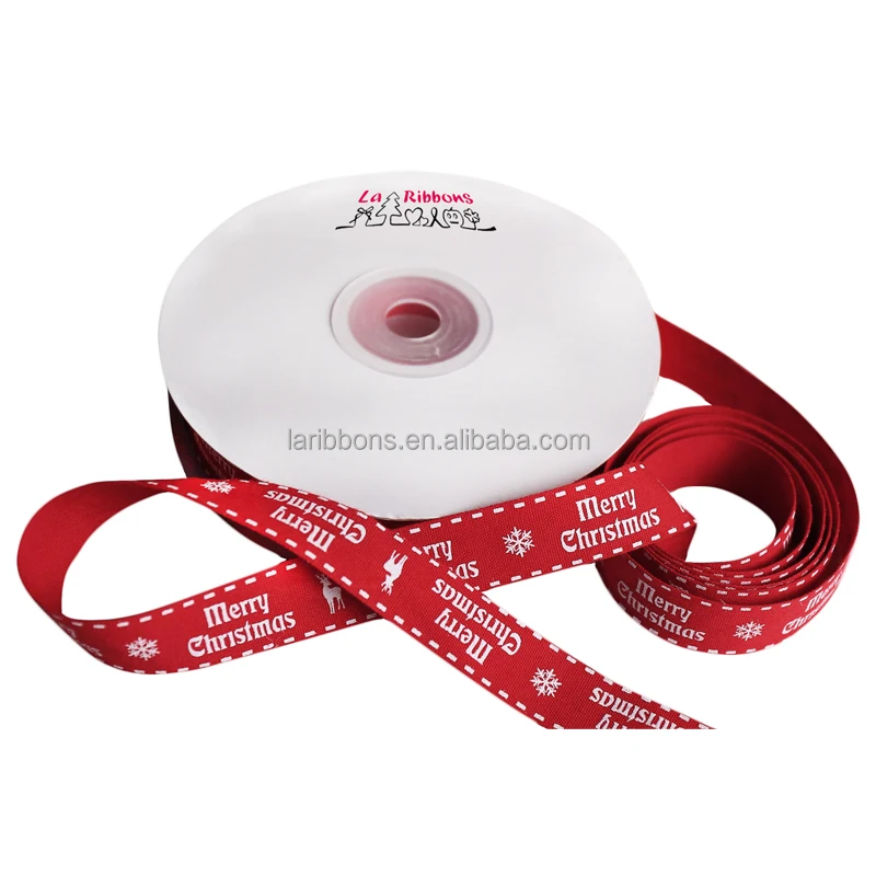Manufacturer custom 100% single face printed christmas cotton ribbon
