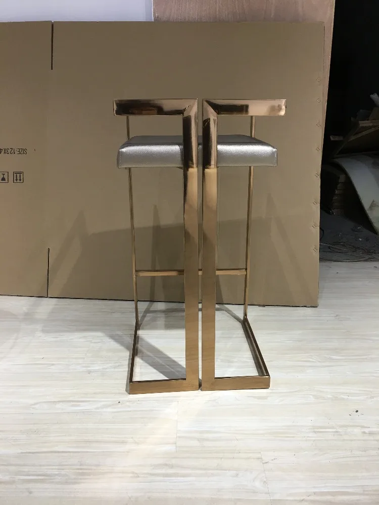 Luxury rose gold stainless steel velvet bar stool high chair