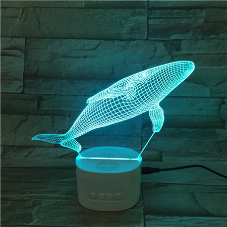
Portable Gift Home Wireless Speaker MP3 Adjustable Colorful USB LED Lamp With Whale Shape Acrylic Plate 