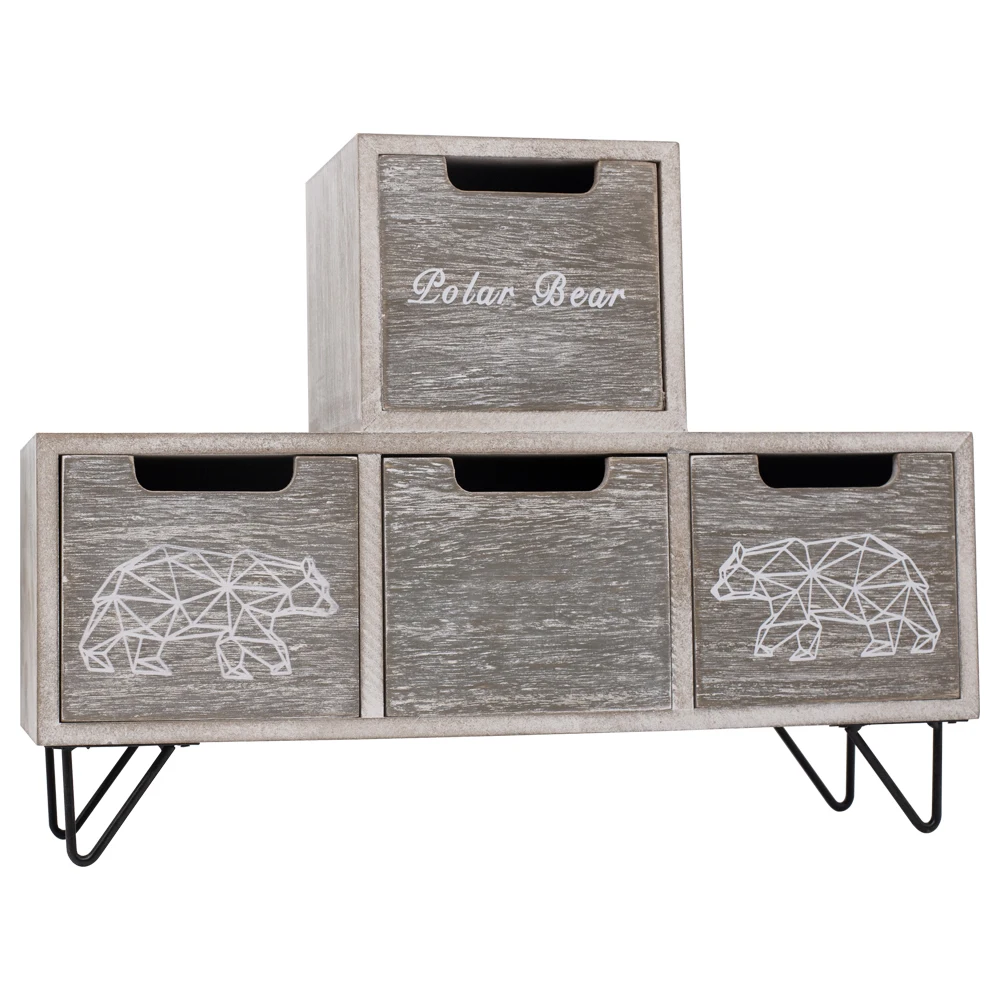 Rustic unfinished small wood stackable drawer wood cabinet storage