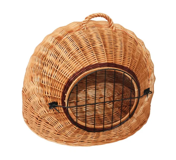 Wicker Travel Pet Bed, Natural Cat and Dog Carrier