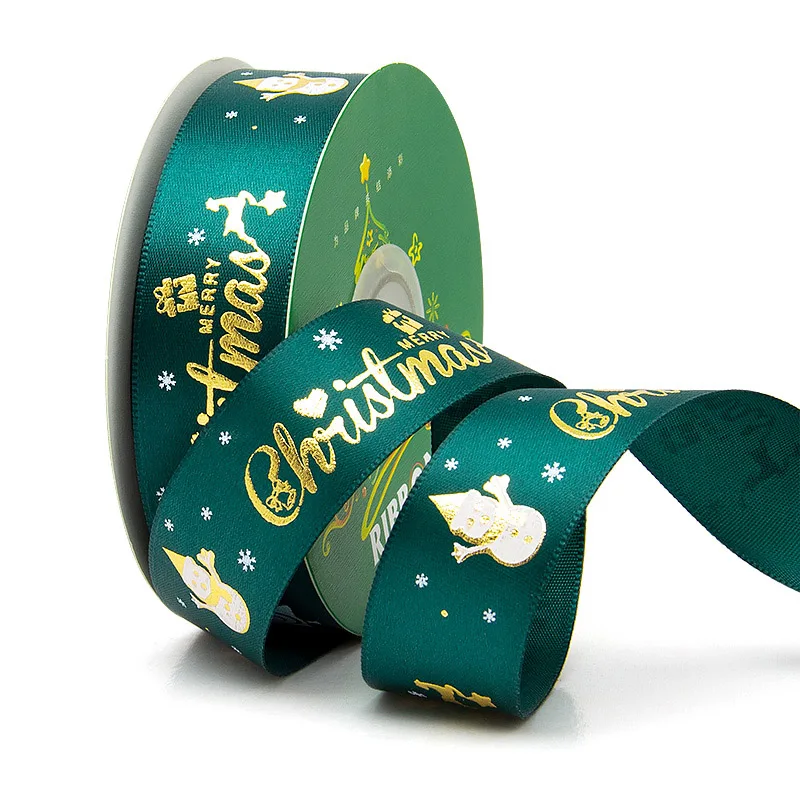 Wholesale celebration gift ribbon , high quality custom logo 3D embossed foil printed satin ribbon