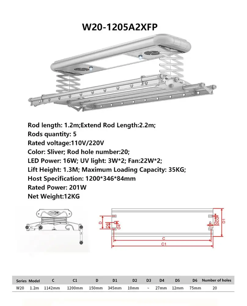 Clothes rail rack luxury smart home indoor balcony ceiling automated electric clothes drying rack clothes hanger