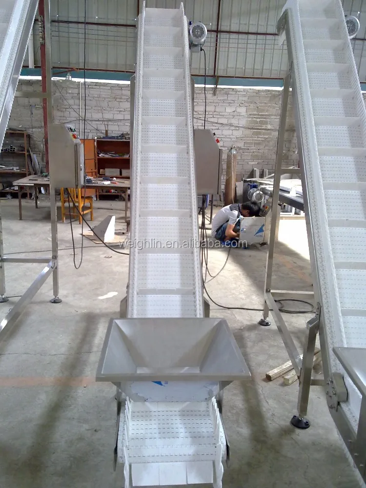 Food Grade Inclined Tilting Slanted Type Cleat-belt Conveyor Food Weighing Packaging Line Belt Conveyor Plastic Auto or Manual