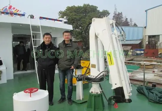 OUCO 0.38T3.5M Yacht Boat Deck Crane Hydraulic Telescopic Boom Crane