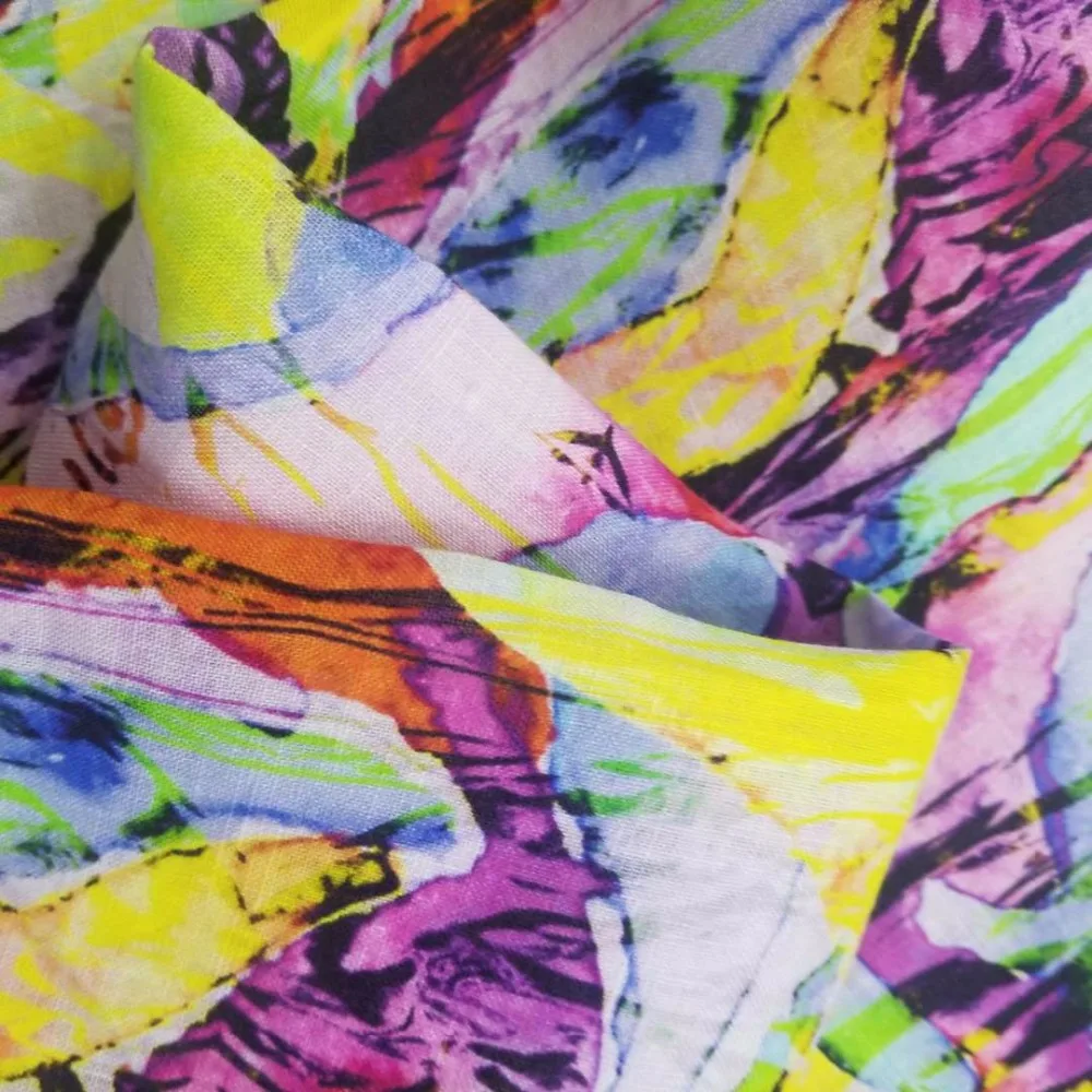 Высококачественная и недорогая льняная ткань с абстрактным геометрическим принтом для