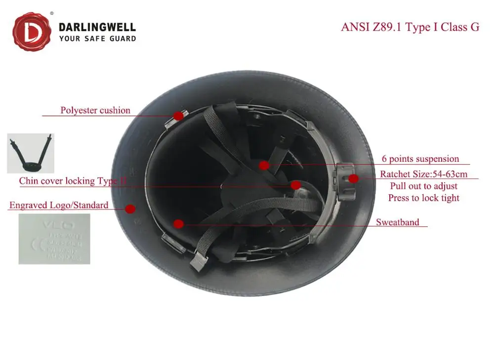 Darlingwell full brim hard hat fiberglass printing safety helmet construction mining industrial work safety helmet ansi China