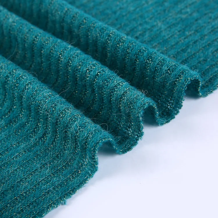 Для свитера, смешанная ткань, горячая Распродажа, свободная ребристая однотонная трикотажная акриловая нейлоновая полиэфирная трикотажная ткань, однотонная трикотажная картина
