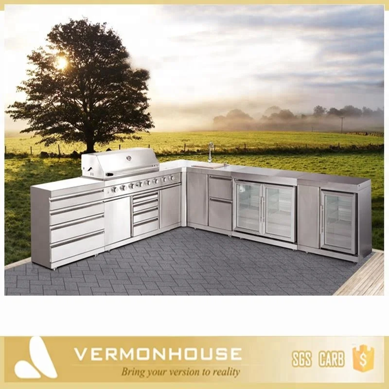 2021 Vermonhouse итальянский стиль уличный кухонный шкаф из нержавеющей стали для барбекю