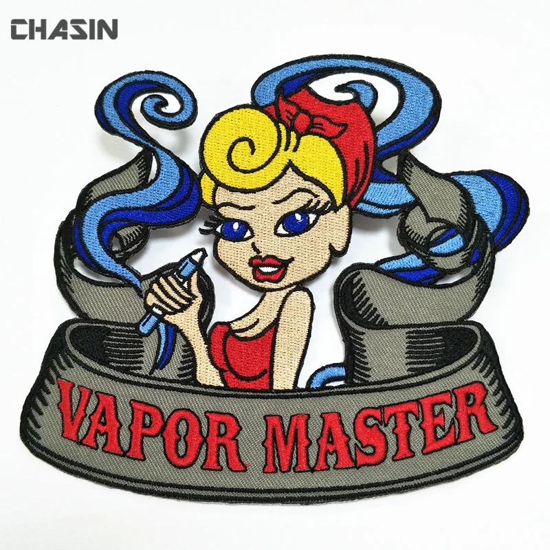 Cheap custom your own big embroidery vest back patch with iron on backing