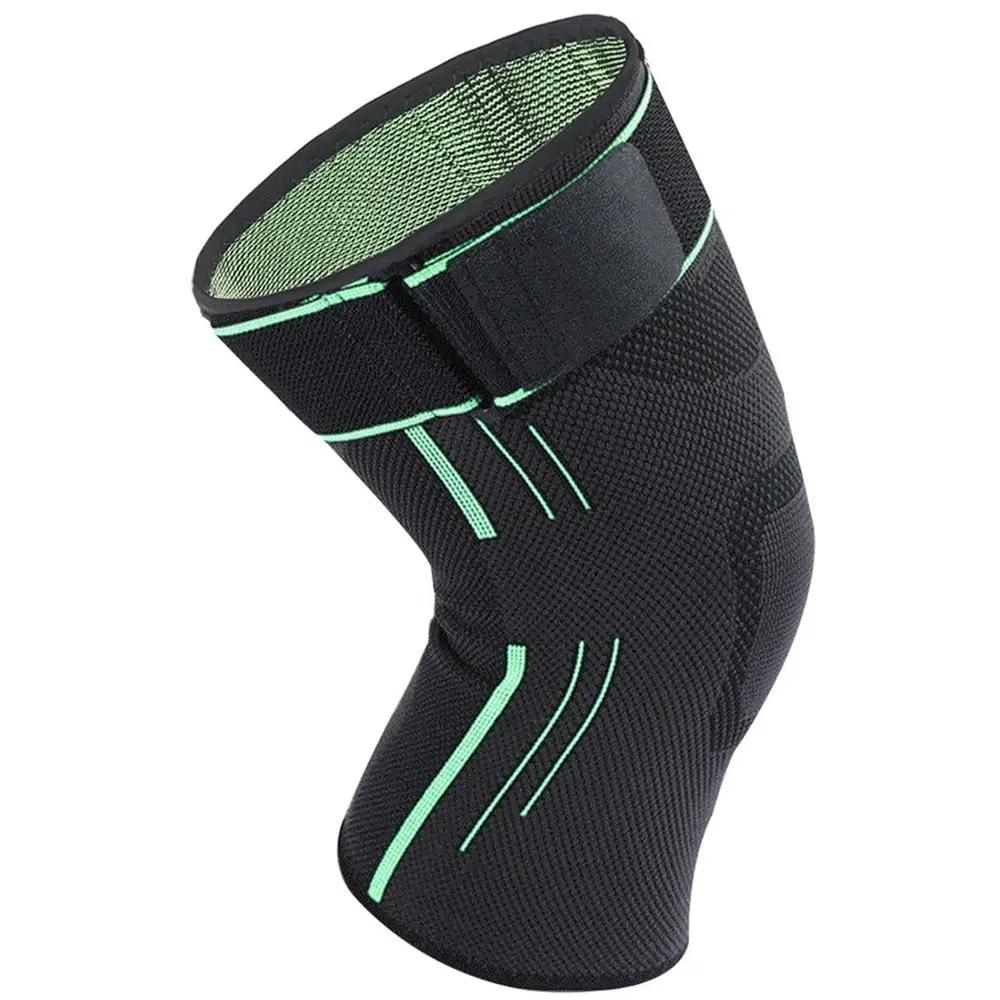 Custom Breathable Powerful compression knee brace sleeve anti-slip strip knitted knee brace for sport protect