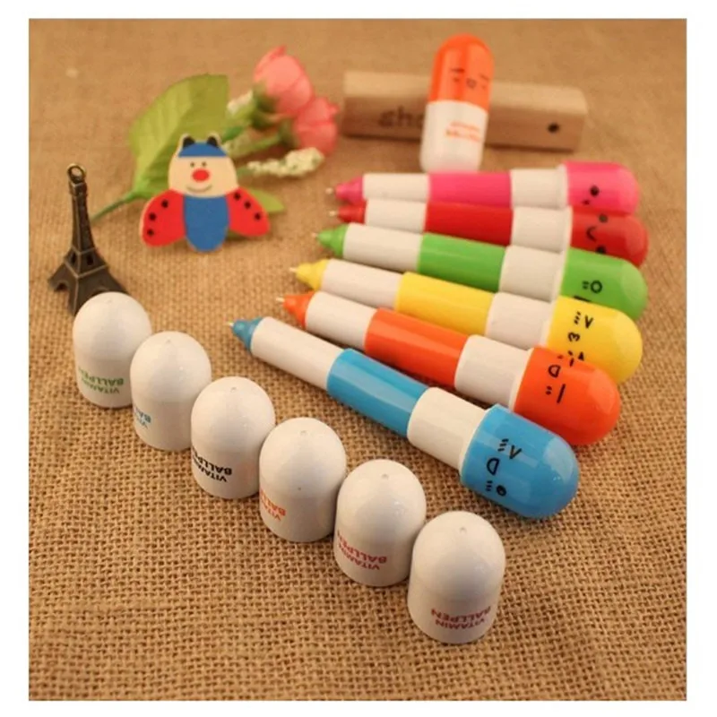 Mini Cute Animal Sports Vitamin Pill Ballpoint Pen OEM Promo Custom Logo 1.0mm/0.7mm Writing Width Multi-Functional Cartoon Gift
