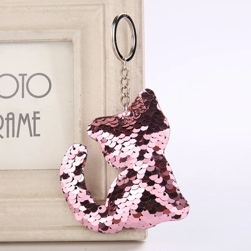 2018 High Quality Cute Animal Bear Panda Keychain Glitter Sequins Key Ring for Women Handbag Purse Pendants Holder Keyring