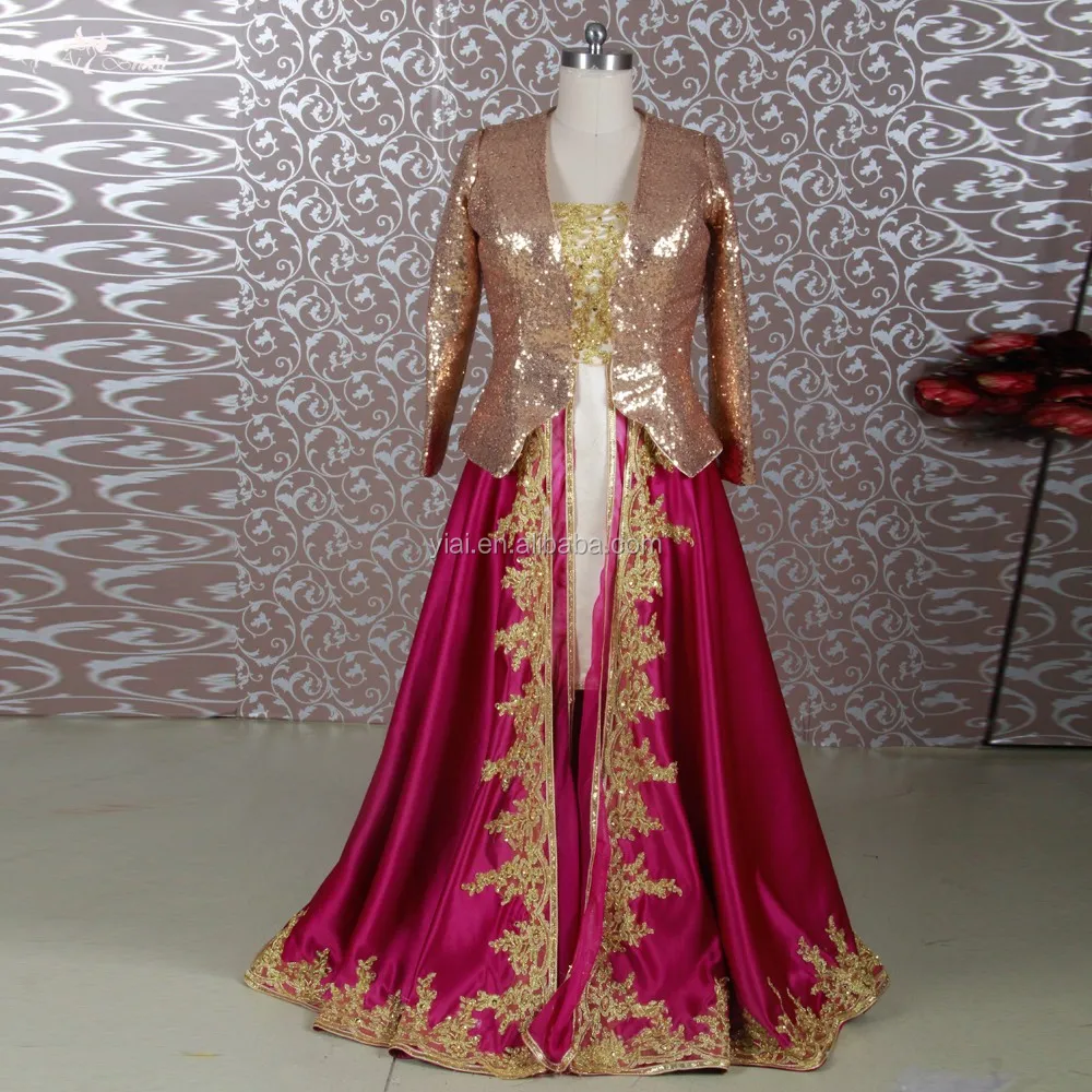 RSE651 Bronze And Burgundy Plus Size Dress For Muslim Mother Of The Bride Lace Dresses With Jacket