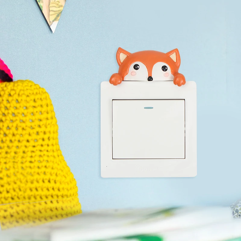 ROOGO Kwaii Resin 3D Animal Light Switch Sticker Nursery Bedroom Dorm Wall Decor Giift Item