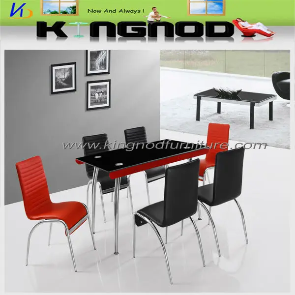red and black, chrome legs dining table
