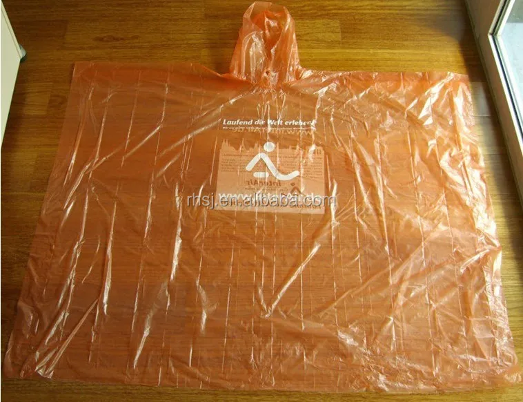 Лидер продаж рекомендуемое одноразовое дождевое пончо из полиэтиленового материала с принтом