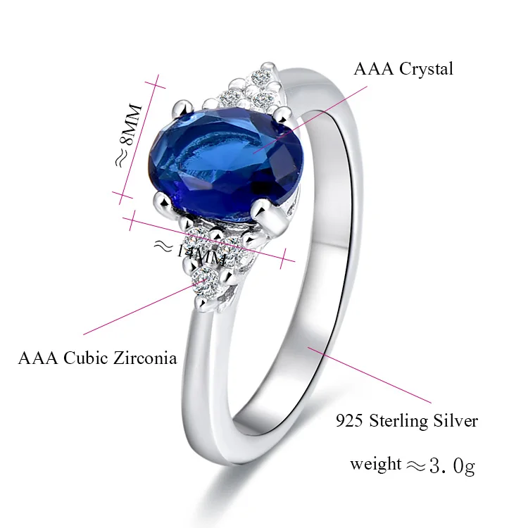 POLIVA Middle East Egyptian Islamic Arabic Dubai White Gold 925 Sterling Silver Synthetic Sapphire Clear Glass Wedding Rings