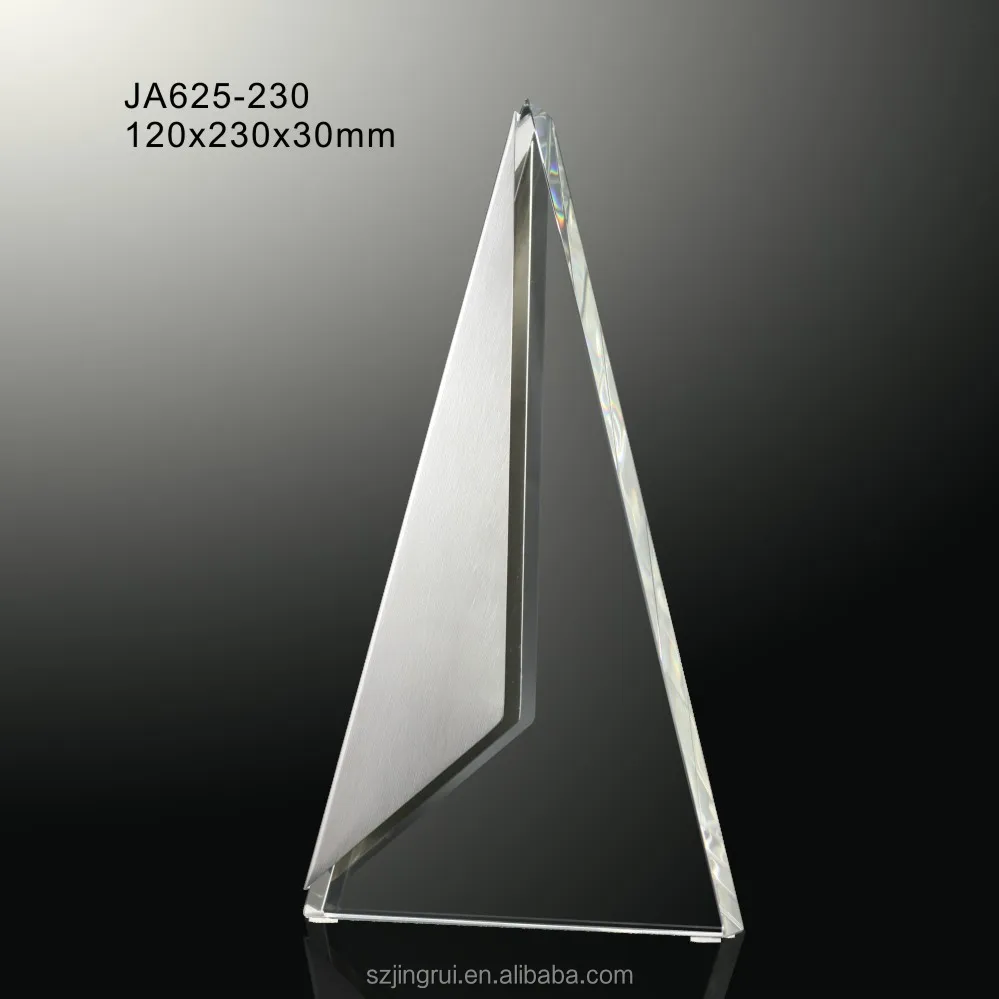 Simple design Factory Hot Sell Triangular Metal and Crystal Award Trophy