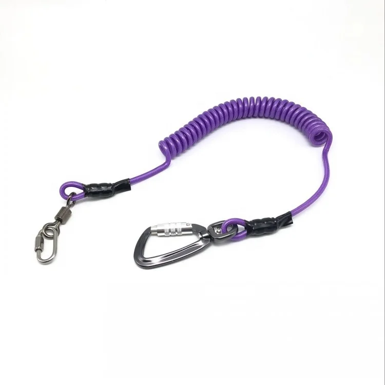
Heavy duty safety coil tool lanyard with airscraft aluminum carabiner 