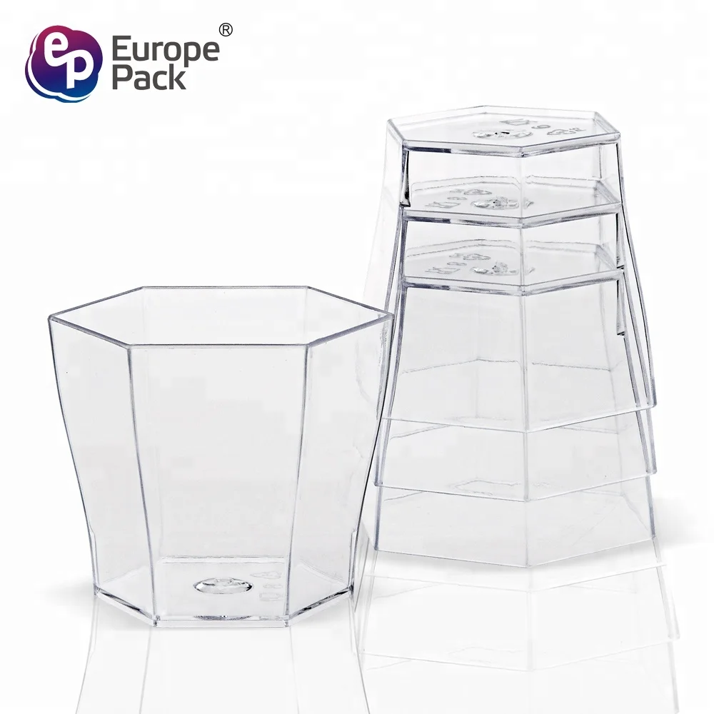 Eco-friendly reusable  plastic hexagon dessert drinking cup for party