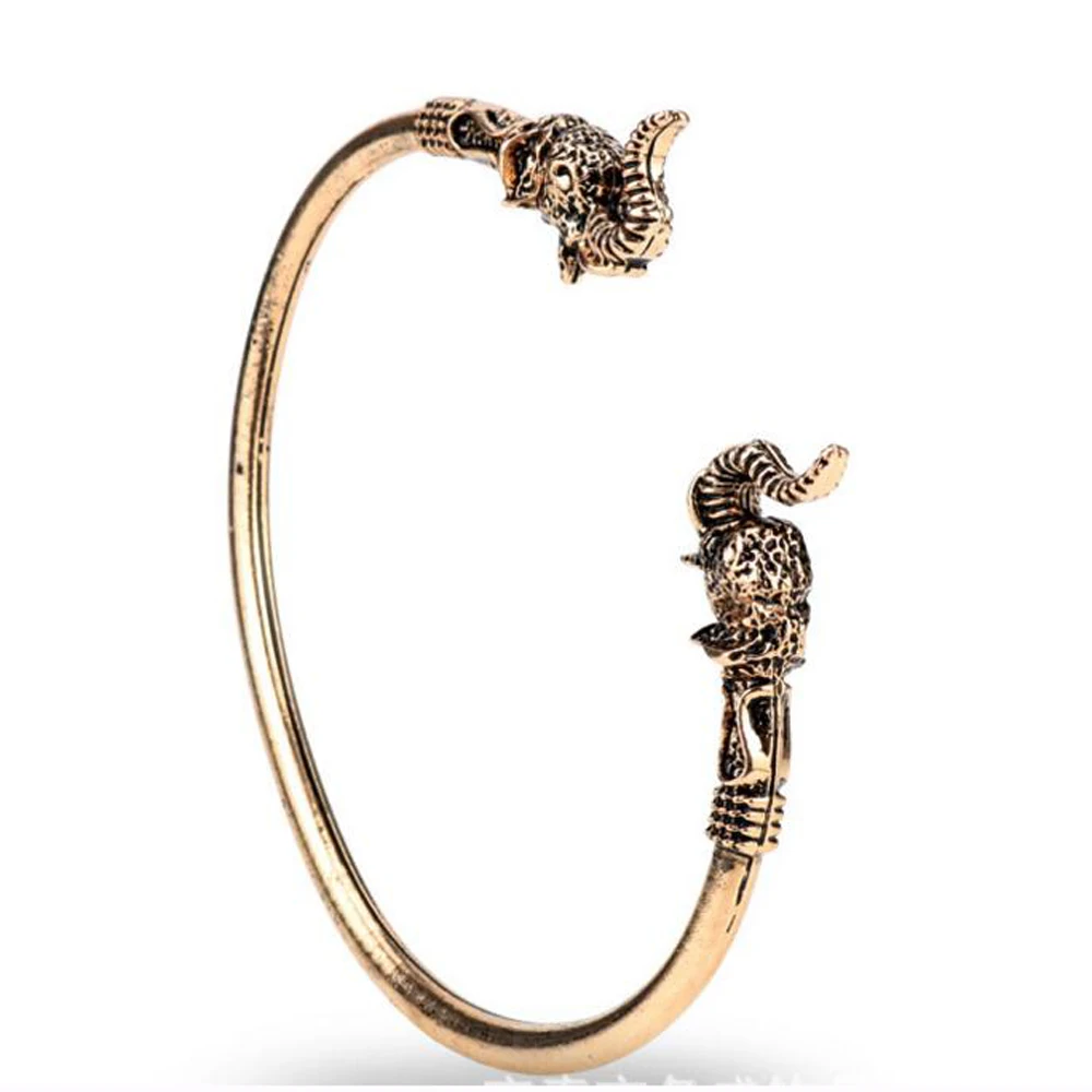 Pagan elephant head Fenrir Viking bracelet Two head elephant a double wolf head bracelet