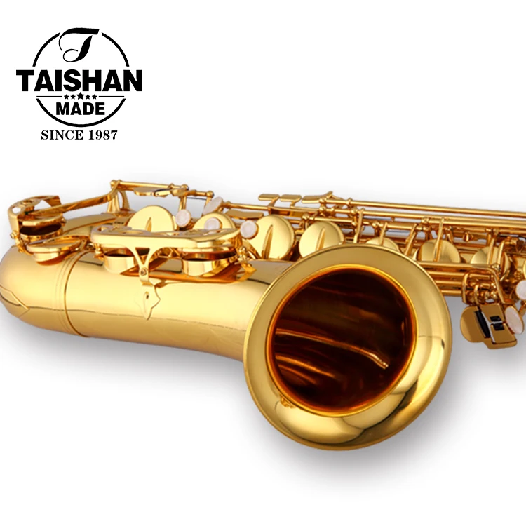Gold Lacquer Bb Tenor Saxophone Brass Body Wind Instrument for Musicians
