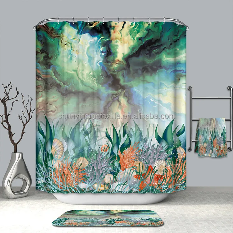 3d polyester shower curtain waterproof bathroom curtain with hooks 72x72 inch curtain for bathroom hotel