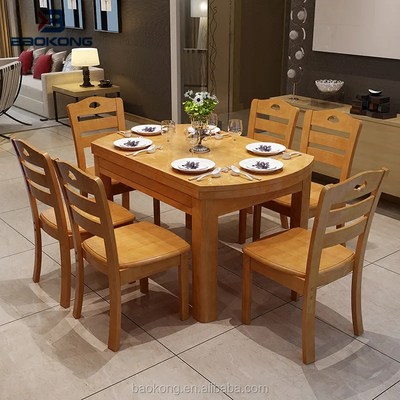 6 To 8 Seat Extendable  Solid Wood  Dining Table Set