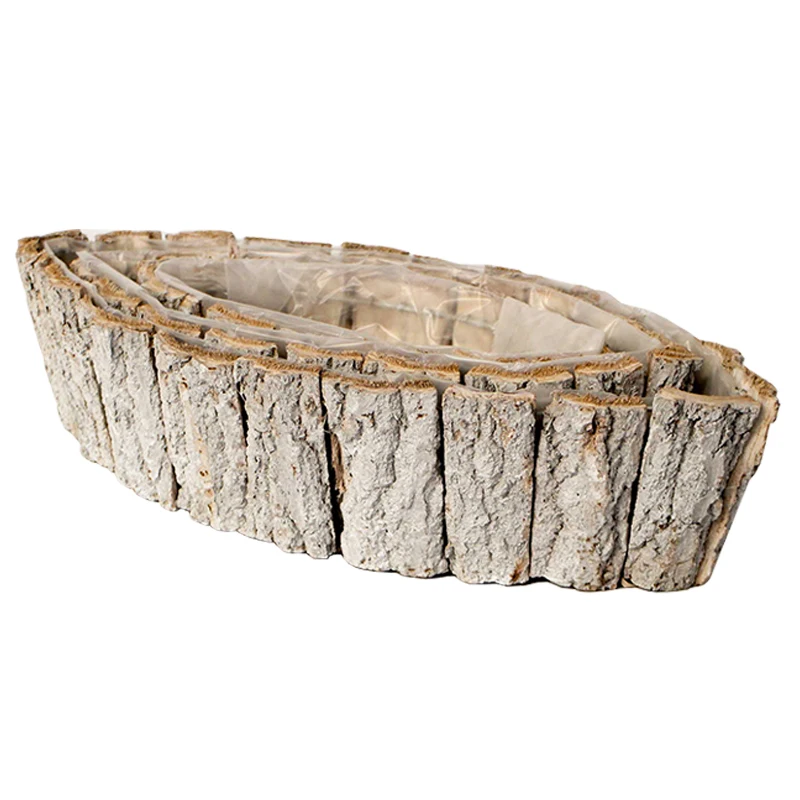 YM-8774103 100% handmade wooden boat shaped planter for garden