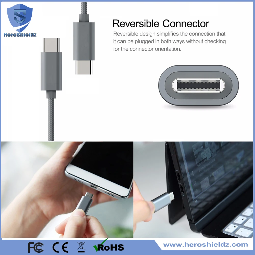 2M/6FT Nylon Braided USB Type C Cable, Metal Type C Connector Data Cable For Samsung S8 S8+/Google Pixel/Nexus 6P/LG G5/HTC 10